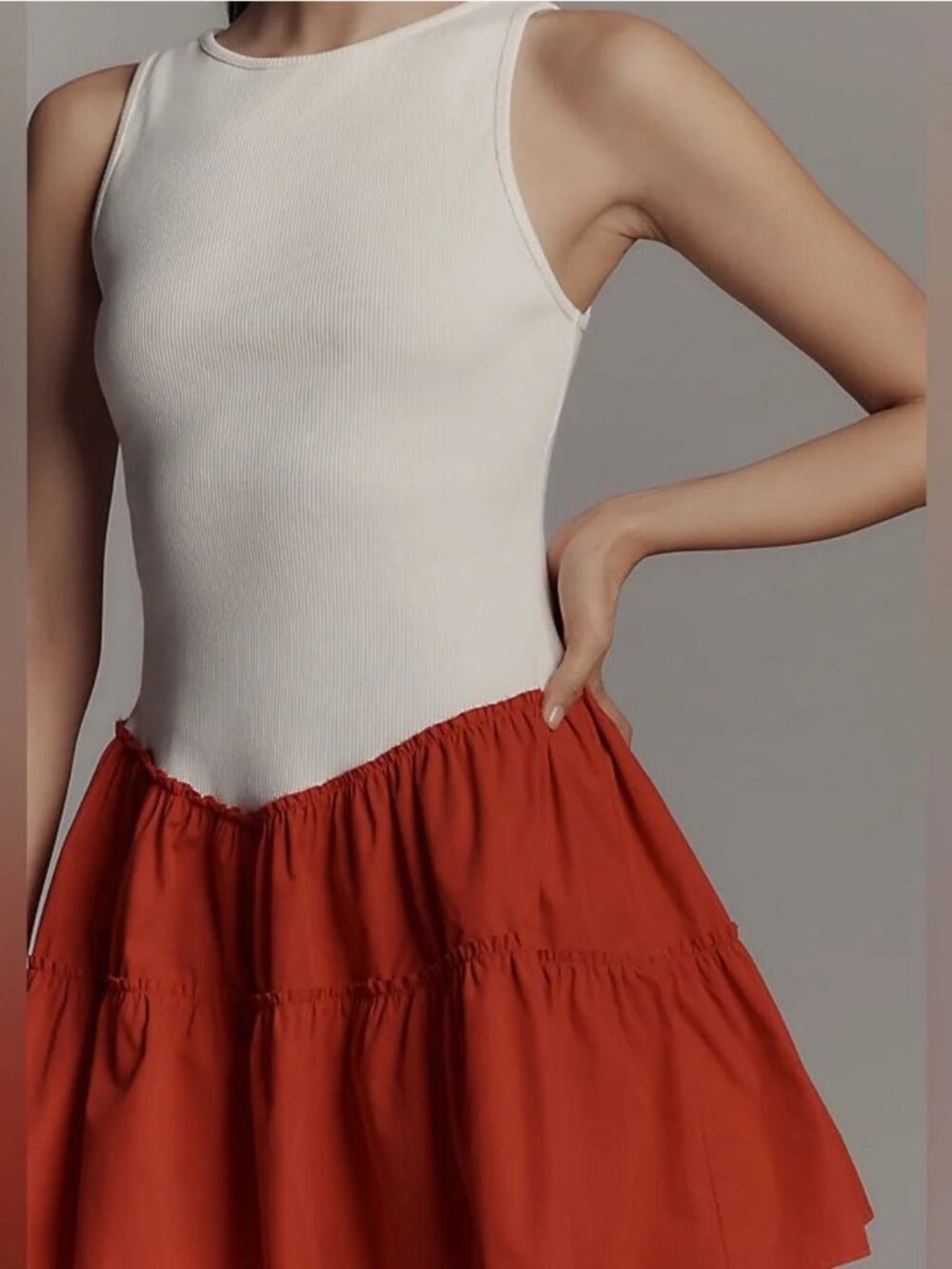 Daily Practice Drop-Waist Twofer Mini Dress, M